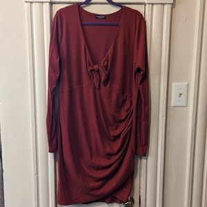 Fashion Nova Long Sleeve Keyhole Dress in Burnt Orange, size 16